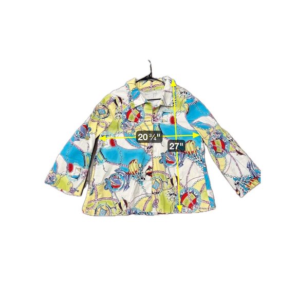 Simonton Says Multicolor Nautical Print Button Down Shirt Size L Stretchy - Picture 7 of 10